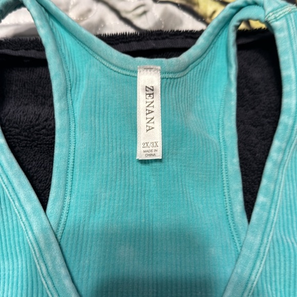 Zenana Teal Ribbed Racerback Tank Top Bra - Picture 3 of 3